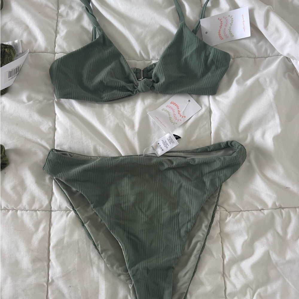 Dippin’ Daisy’s Green Ribbed Bikini Set